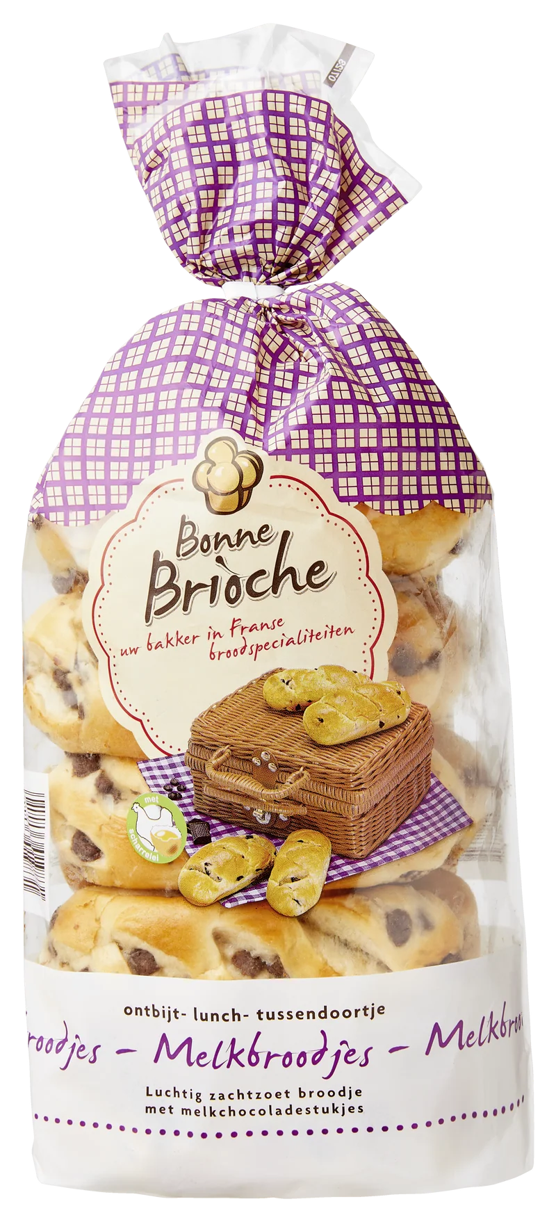Bonne Brioche Melkbroodjes met stukjes chocolade