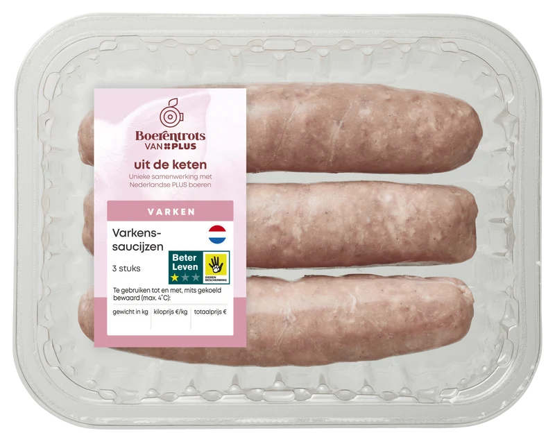 Boerentrots Varkenssaucijzen 3 st