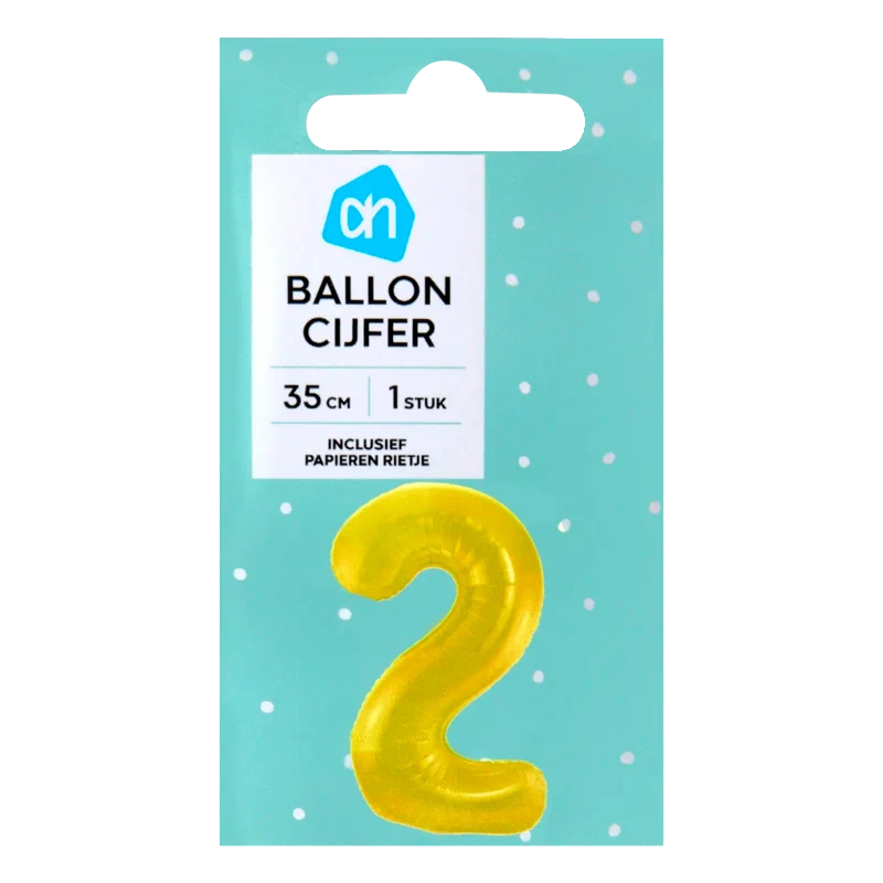 Folieballon nr 2 goud 36cm