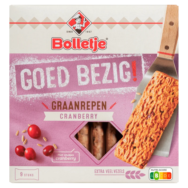 Bolletje Krokante graanrepen cranberry