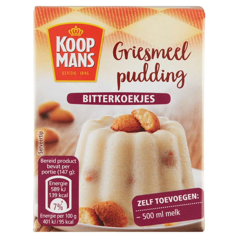 Koopmans Griesmeelpudding bitterkoekjes