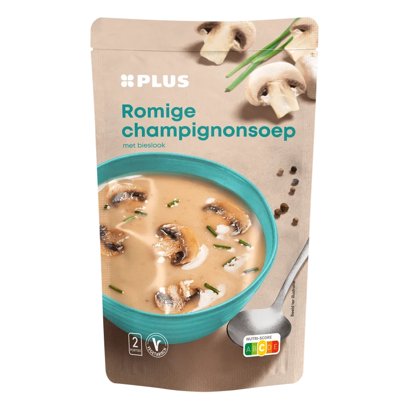 Soep in zak champignonsoep