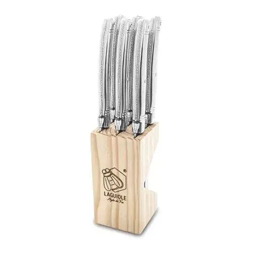 Premium Line steakmessen RVS in houten tray (set van 6)
