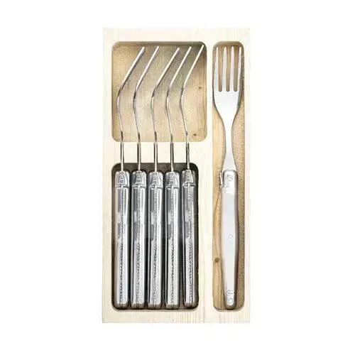 Premium Line vorken RVS in houten tray (set van 6)