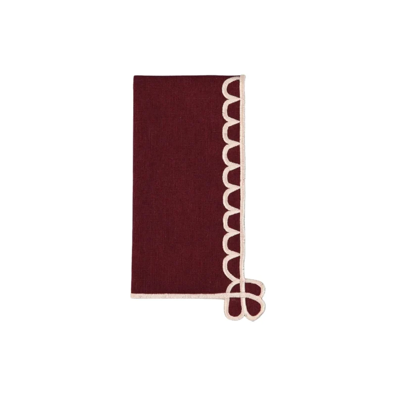 Servet Belle Nuit burgundy with salmon 45x45cm