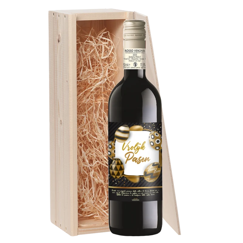 Wijncadeau Vrolijk Pasen Goud Rosso Verona 1x75cl