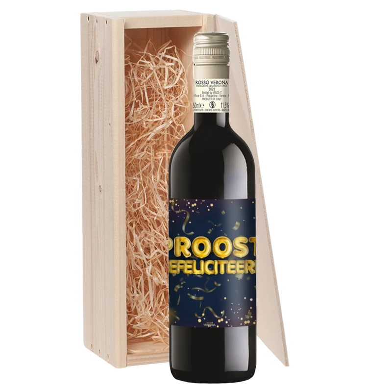 Wijncadeau Proost Gefeliciteerd Rosso Verona 1x75cl