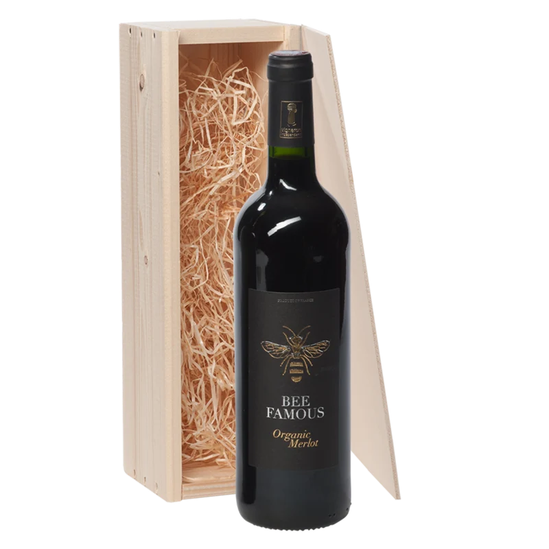 Wijncadeau met schuifdeksel Bee Famous Merlot 1x75CL