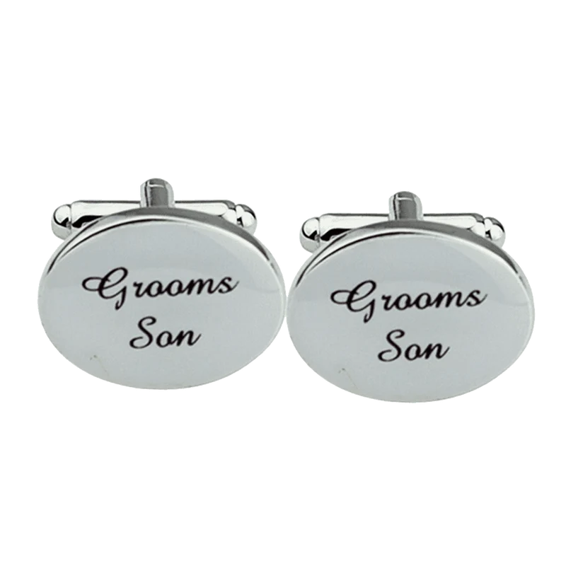 1 Pair Mens Silver Oval Wedding Cufflinks Groom Best Man Usher Page Boy Cuff Link Gift