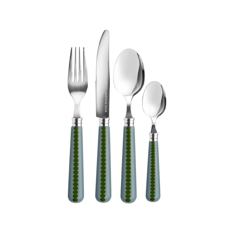 Bobbin bestekset Chambray & Khaki (16-delig, 4 sets van 4)
