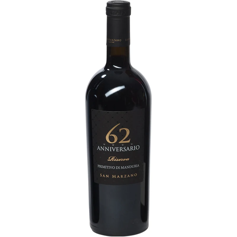 Rode wijn 62 anniversario riserva primitivo di manduria