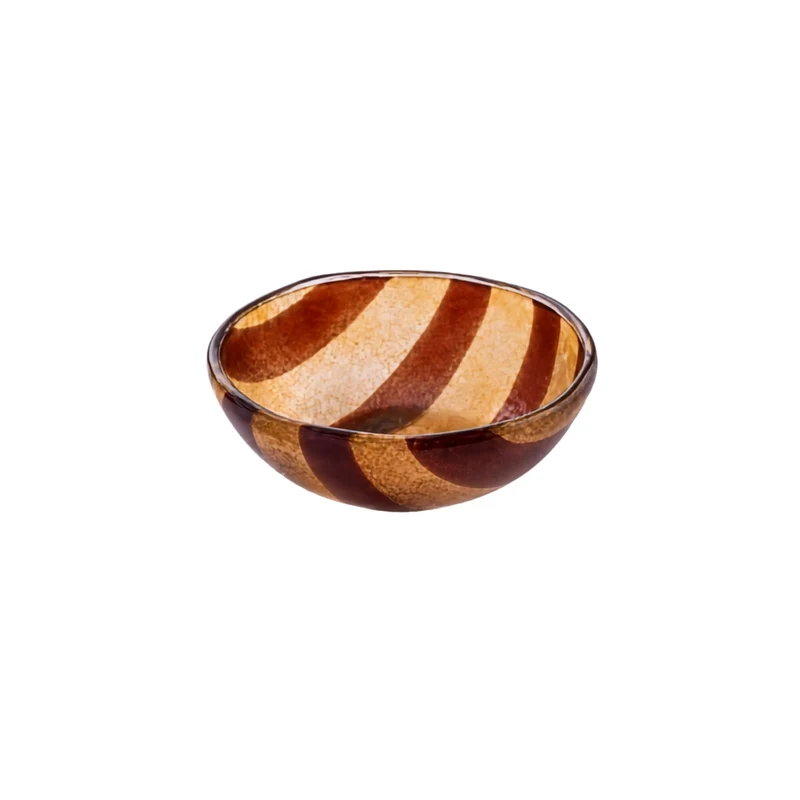 Kom glas Artisano Amber & Brown Stripes 12cm