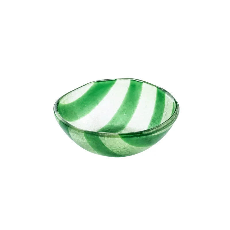 Kom glas Artisano Green Stripes 12cm