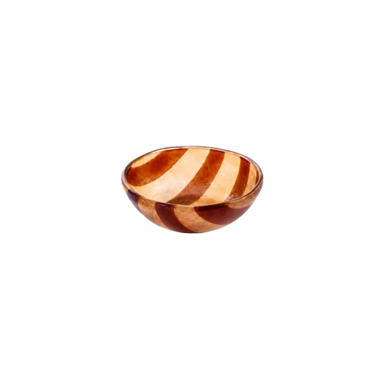 Kom glas Artisano Amber & Brown Stripes 9cm