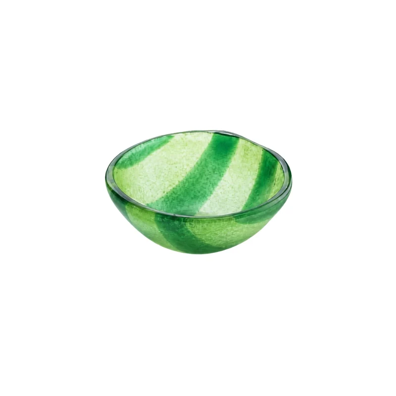Kom glas Artisano Green Stripes 9cm