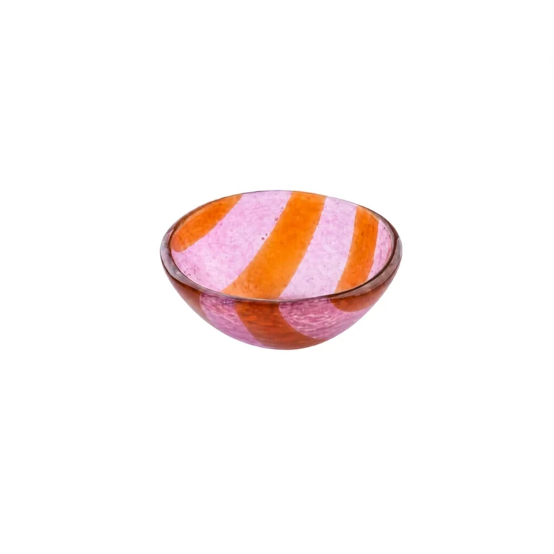 Kom glas Artisano Magenta Stripes 9cm