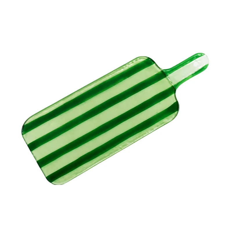 Serveerplateau glas Artisano Green Stripes 38x15cm