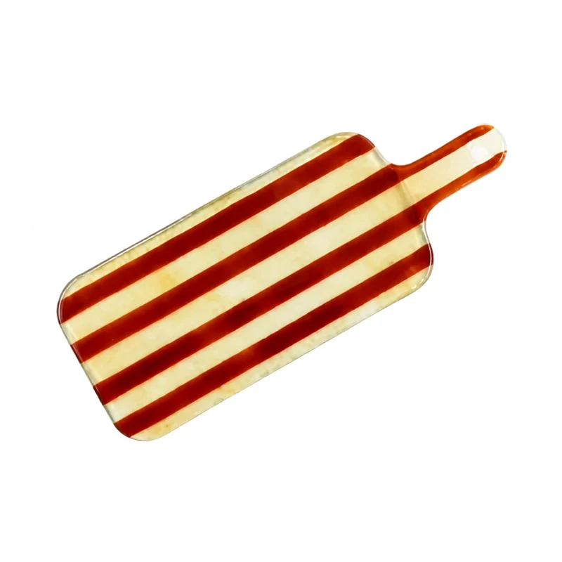 Serveerplateau glas Artisano Amber & Brown Stripes 38x15cm