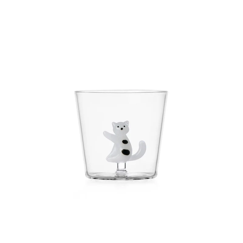 Waterglas White Cat met zwarte stippen