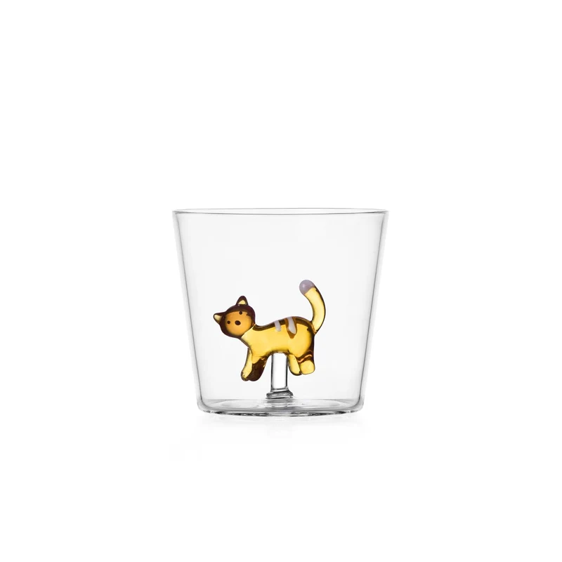 Waterglas Amber Cat met witte strepen