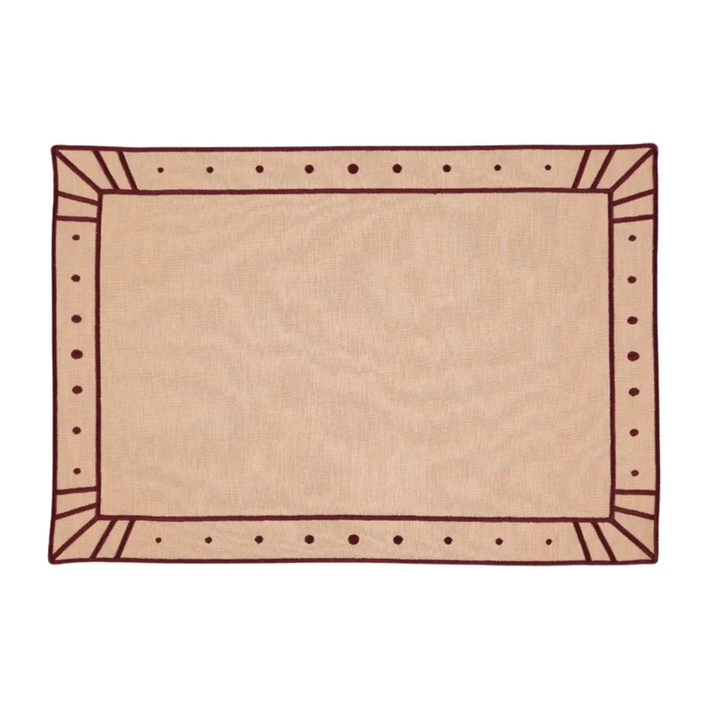 Placemat Belle Nuit salmon with burgundy 30x50cm