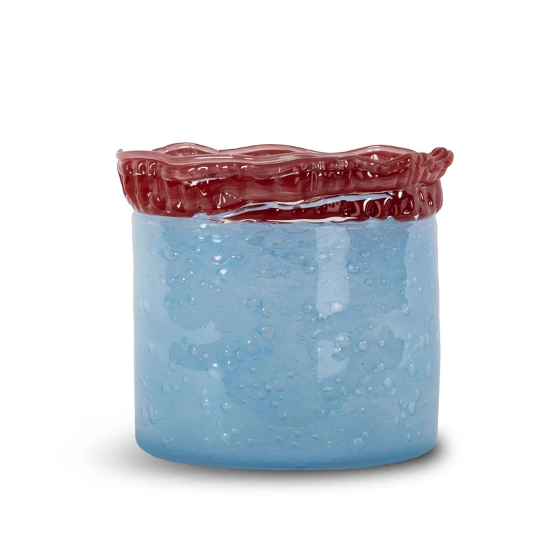 Kandelaar Lara light blue/bordeaux 15cm