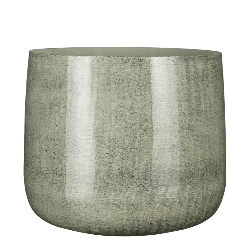 Benson Bloempot - H27 x Ø32 cm - Metaal - Lichtgrijs