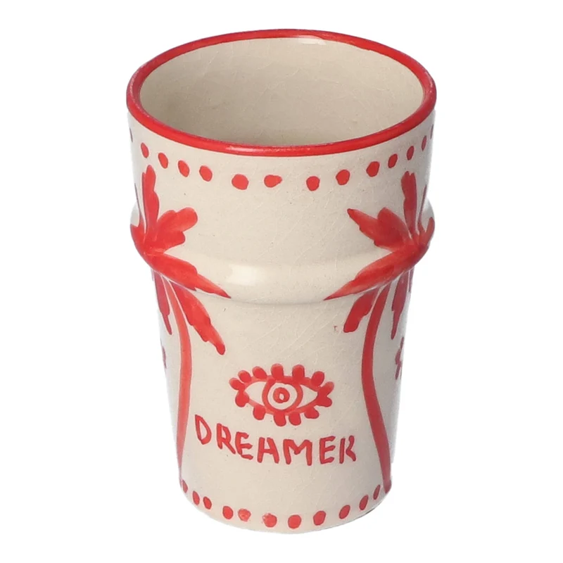 Mok Palmtree Cappuccino Red & White 10cm