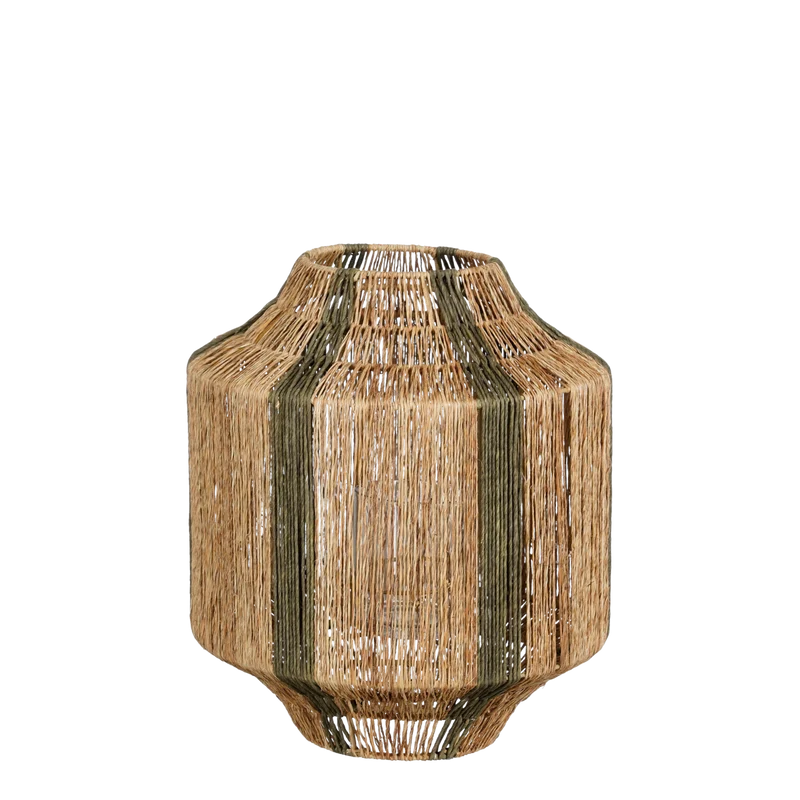Liliano Lantaarn - H36 x Ø30 cm - Jute - Donkergroen