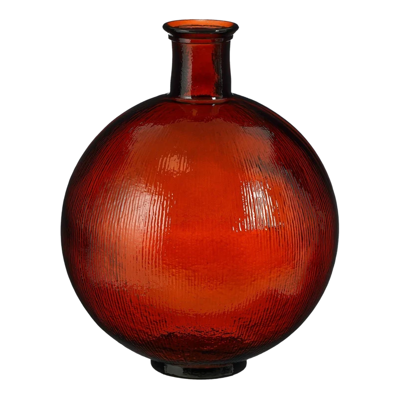 Firenza Fles Vaas - H42 x Ø34 cm - Gerecycled Glas - Donkerbruin