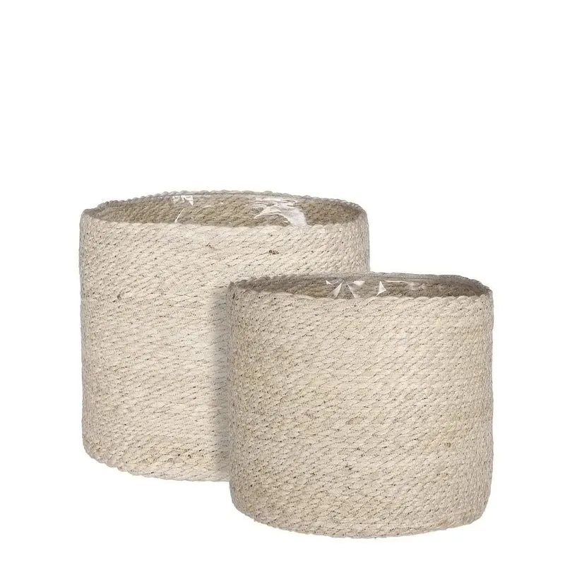Atlantic Mand voor Planten - Set van 2 - H26 x Ø30 cm - Crème
