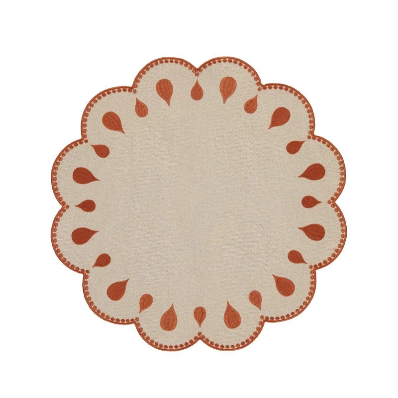 Placemat Gotas geborduurd terracotta 40cm