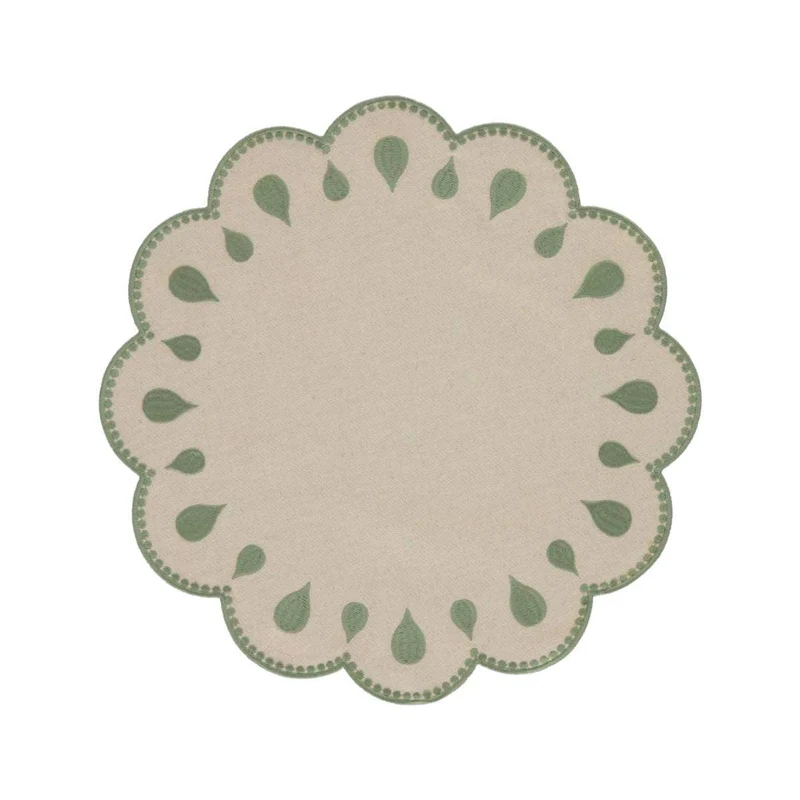 Placemat Gotas geborduurd green 40cm