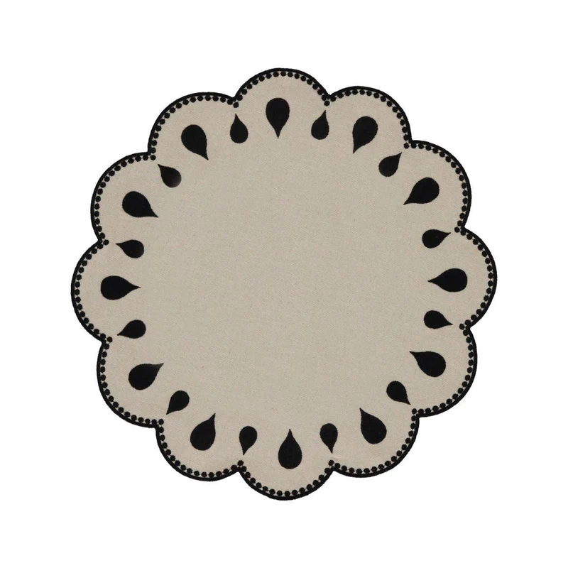 Placemat Gotas geborduurd zwart 40cm