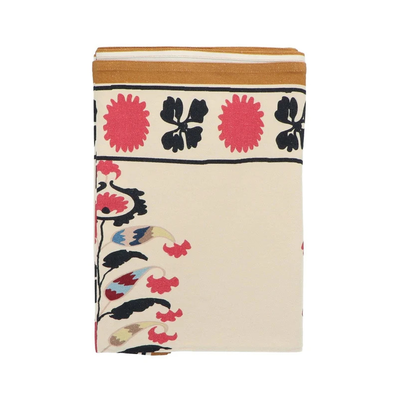 Tafelkleed geprint katoen Suzani Collection rood wit 250x150cm