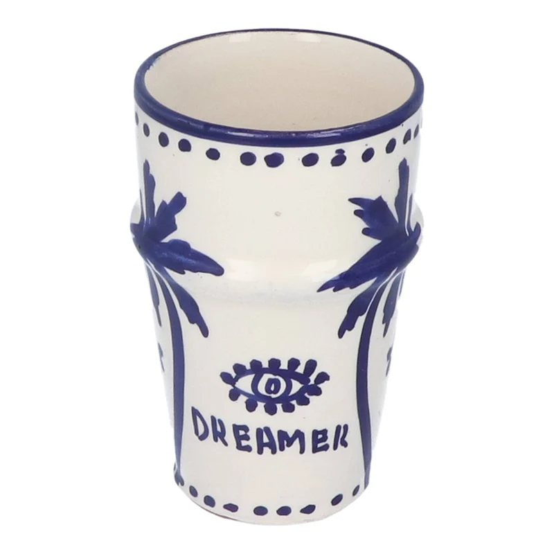 Mok Palmtree Cappuccino Blue & White 10cm