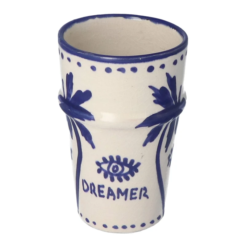 Mok Latte Palmtree Blue & White 12cm