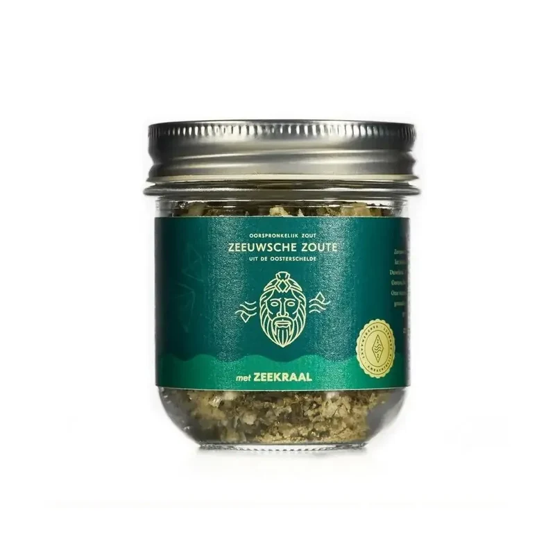 Zeeuwsche Zoute Zout met zeekraal glazen pot 100 gram