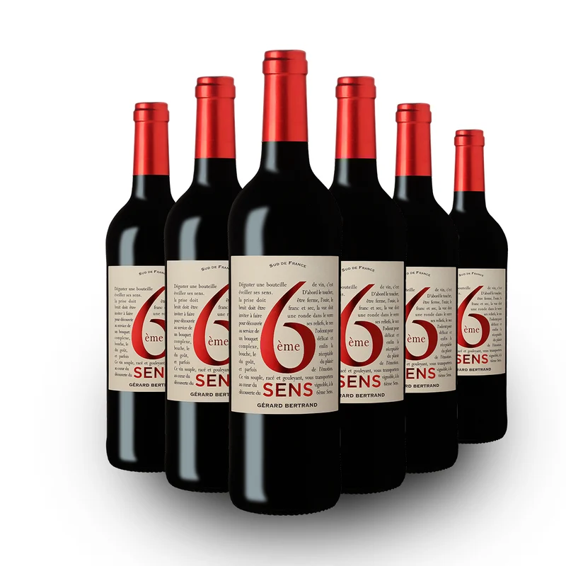 6ème sens IGP Pays d'Oc 2024 – lot 6 bouteilles 75cl avec bouchon vin rouge