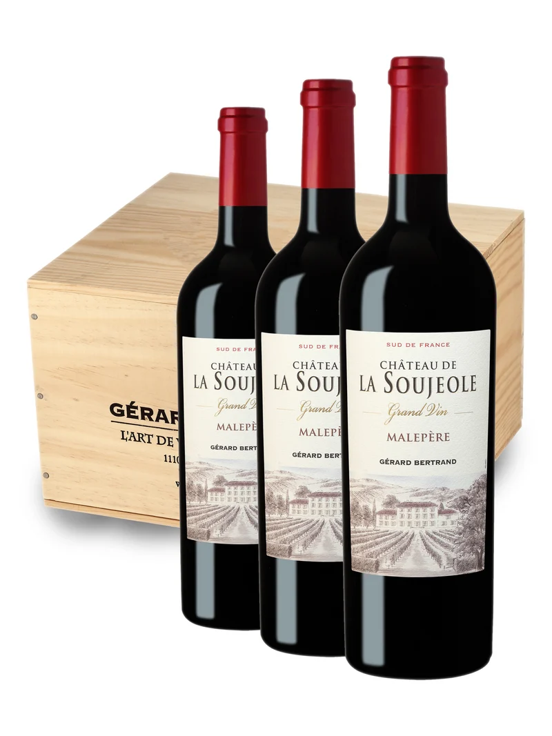 Château La Soujeole Grand Vin AOP Malepère 2020 – caisse Bois 6 Bouteilles 75cl vin rouge