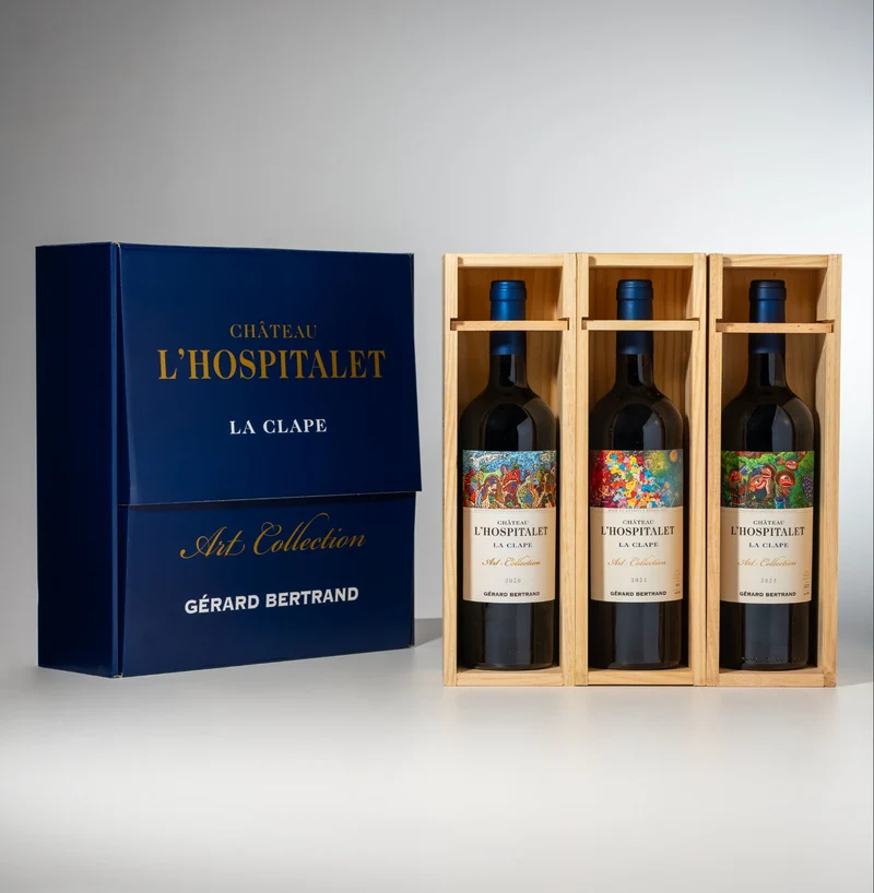 Château l'Hospitalet Grand Vin rouge Coffret Edition Limitée Robert Combas, Herve Di Rosa et Cyril Kongo