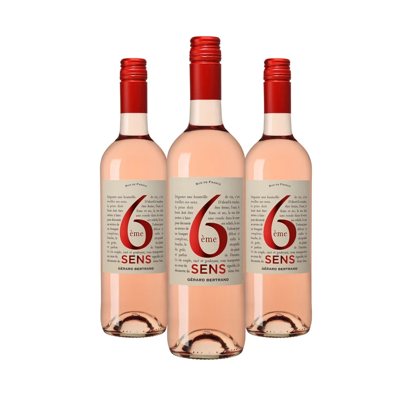 6ème sens Rosé IGP Pays d'Oc 2025 – Lot 3 Bouteilles 75cl vin rosé