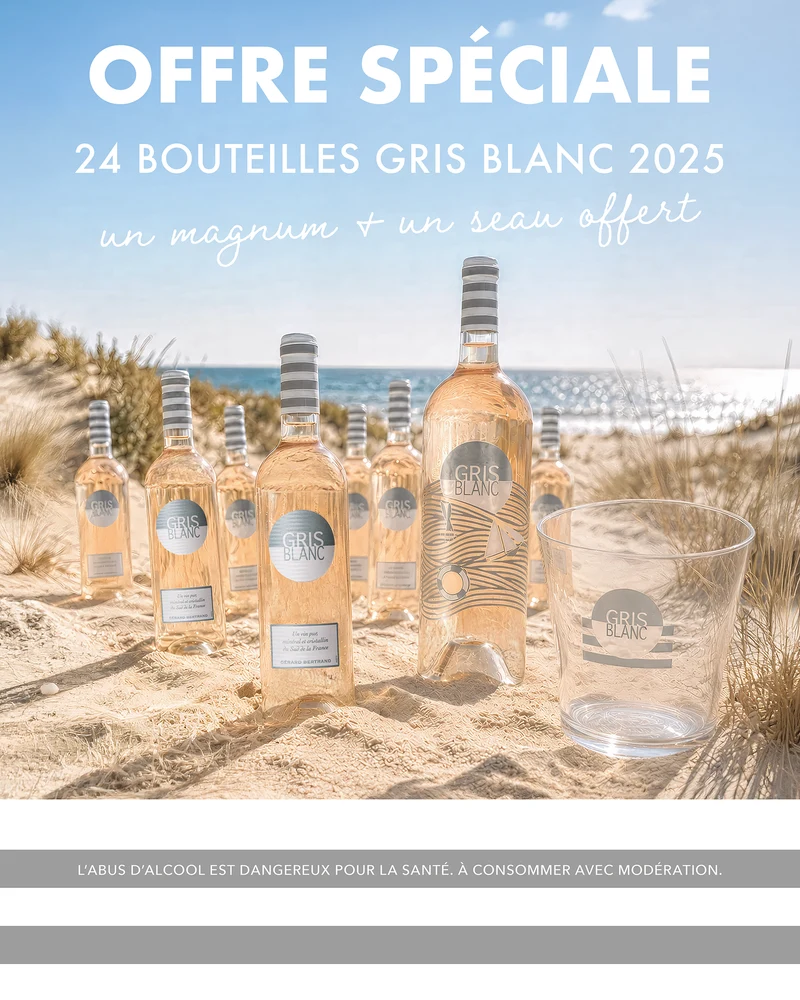 Gris Blanc offre Spéciale 24 bouteilles 2025 75cl avec Seau à glace et Magnum 20 ans Offert