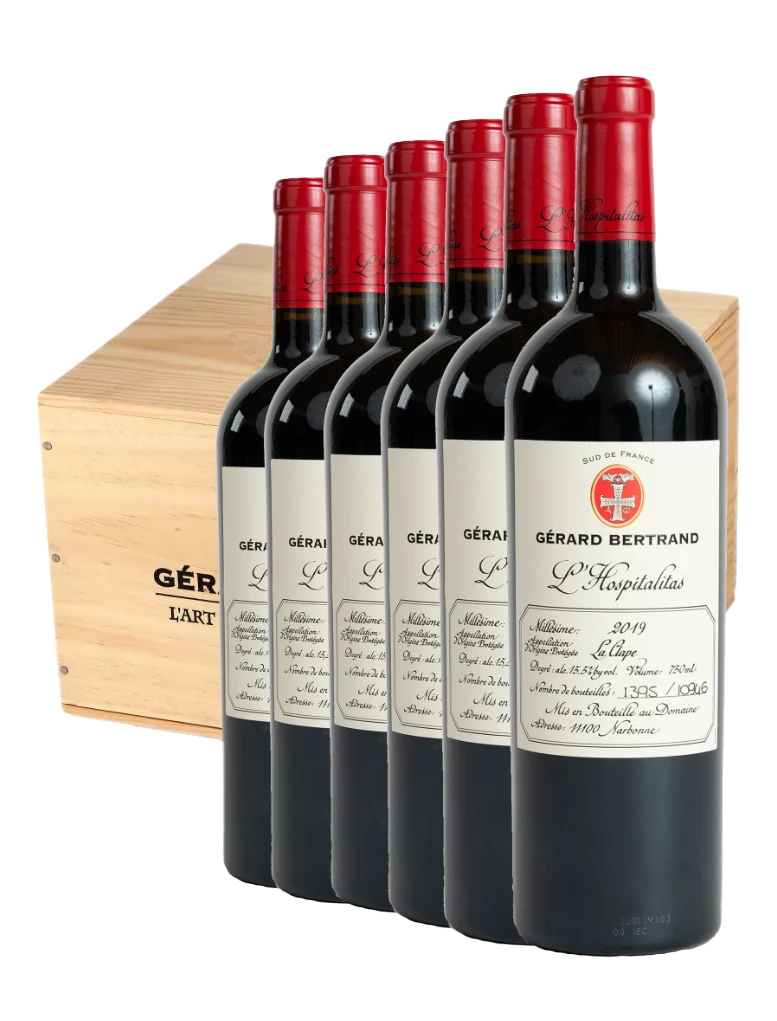 L'Hospitalitas AOP La Clape 2019 – Caisse Bois 6 bouteilles 75cl vin rouge