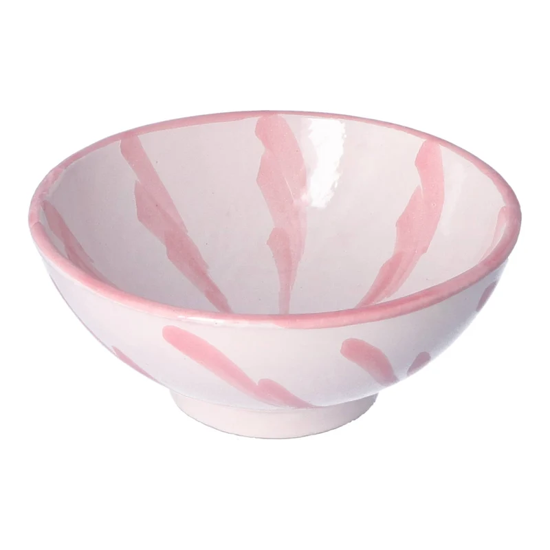 Ontbijtkom Granada streep roze 15cm