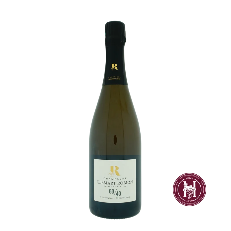 Champagne 60/40 deg. - Champagne Elemart Robion - 2018 - 0.75 L - Frankrijk - Champagne - Wit