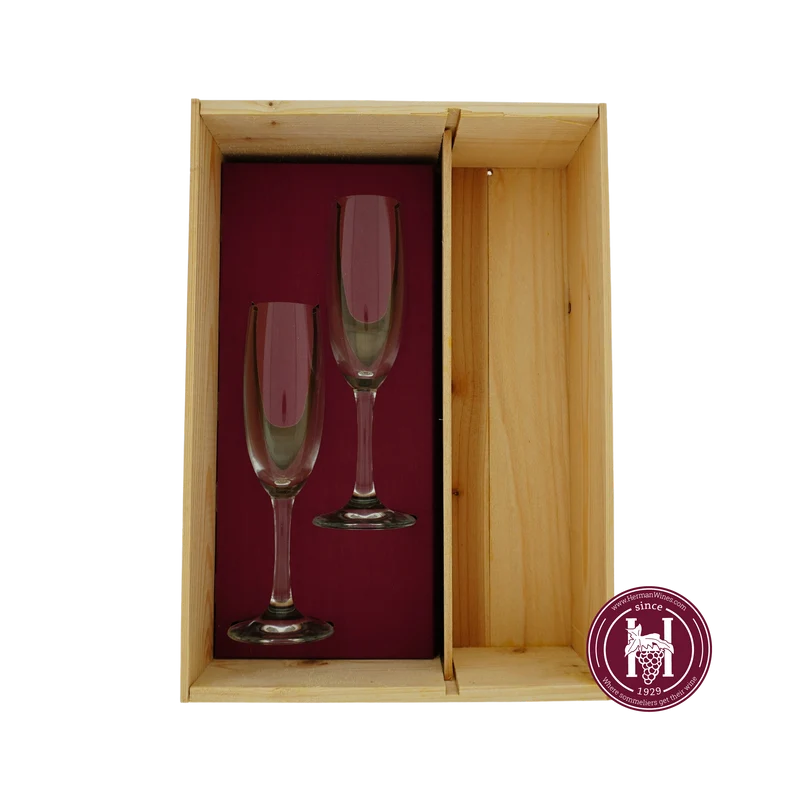 1-vaks magnum geschenk kist met schuifdeksel en twee champagne glazen