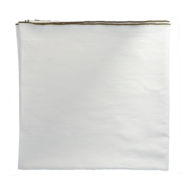 Tafelkleed Bourdon Canvas Mimi - Blanc & Bourdon Kaki 170x350cm
