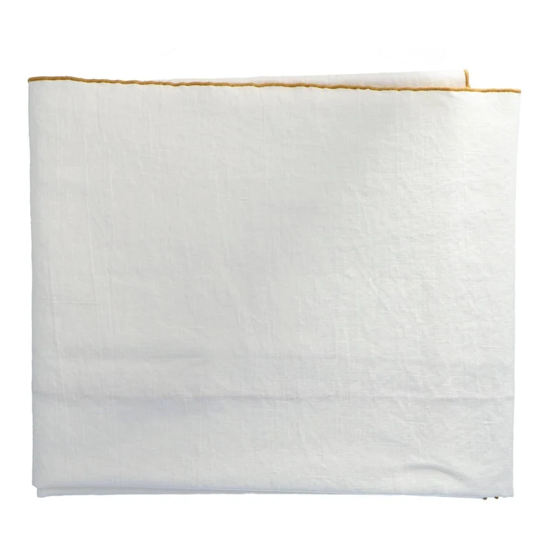 Tafelkleed Bourdon Canvas Mimi - Blanc & Bourdon Ocre 170x240cm