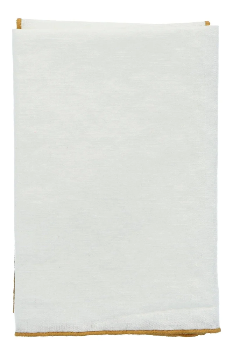 Servet Bourdon Canvas Mimi - Blanc & Bourdon Ocre (set van 6)